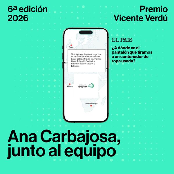 Cartel del premio 2026: Ana Carbajosa y equipo, El País (Planeta Futuro)