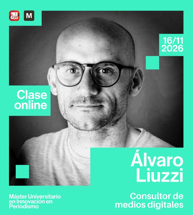 Cartel: clase online con Álvaro Liuzzi, Consultor de medios digitales, el 16/11/2026